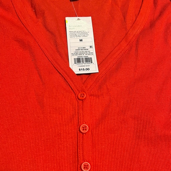 Red Target Bright Button Down Shirt - Picture 2 of 4